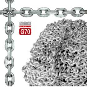 High resistance G70 Galvanized Steel Calibrated Chain Ø10mm 75mt 28x14mm 180kg MT011071075