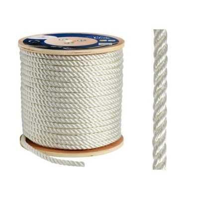 High-strength 3-strand polyester line Ø 6mm White 200mt spool OS0644006