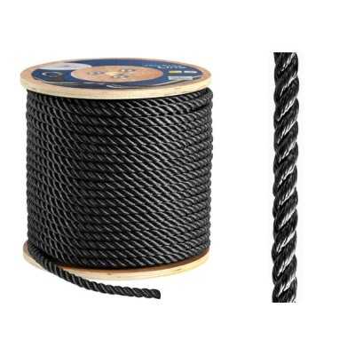 High-strength 3-strand polyester line Ø 6mm Black 200mt spool OS0645006