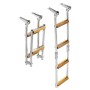 Stainless steel folding platform ladder 4 wood steps 95x23cm N30810111037
