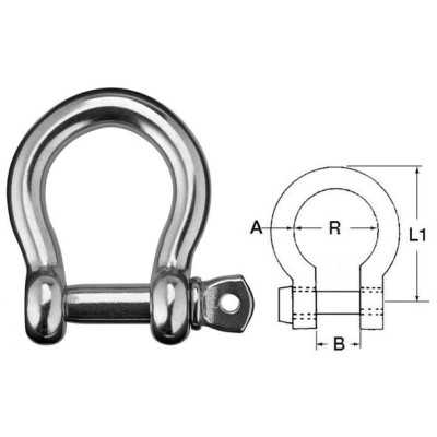 Stainless steel omega shackle with screw-lock - Pin 14mm N61641100437