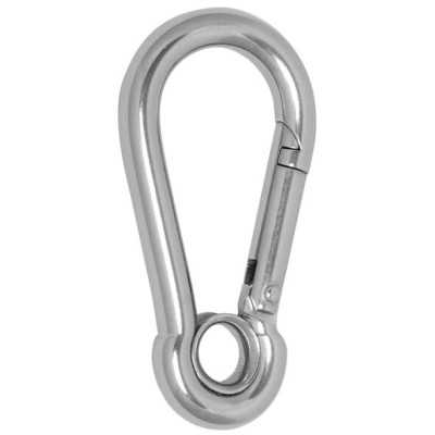 Carabiner hook polished AISI 316 with eye 5x50mm N60641000414