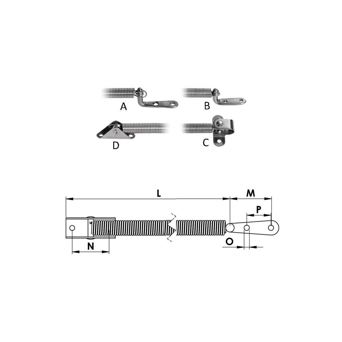 Compasso a molla in inox per portellini 470x10.6mm OS3842147