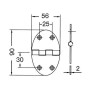 Stainless steel Oval hinge 56x90x2mm Semi-embedded Srew Mounting OS3845004