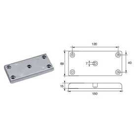 Plate Zinc anode for flaps and rudders L. 69 mm N80605930240 Plate Zinc anode for flaps and rudders L. 69 mm N80605930240