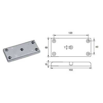 Plate Zinc anode for flaps and rudders L. 69 mm N80605930240