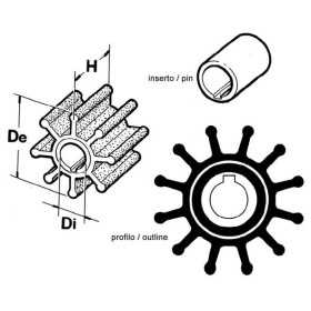 Inboard engine and water pump impeller -(Rif.Orig. 50020) CEF 120 N82152014214 Inboard engine and water pump impeller -(Rif.Orig. 50020) CEF 120 N82152014214